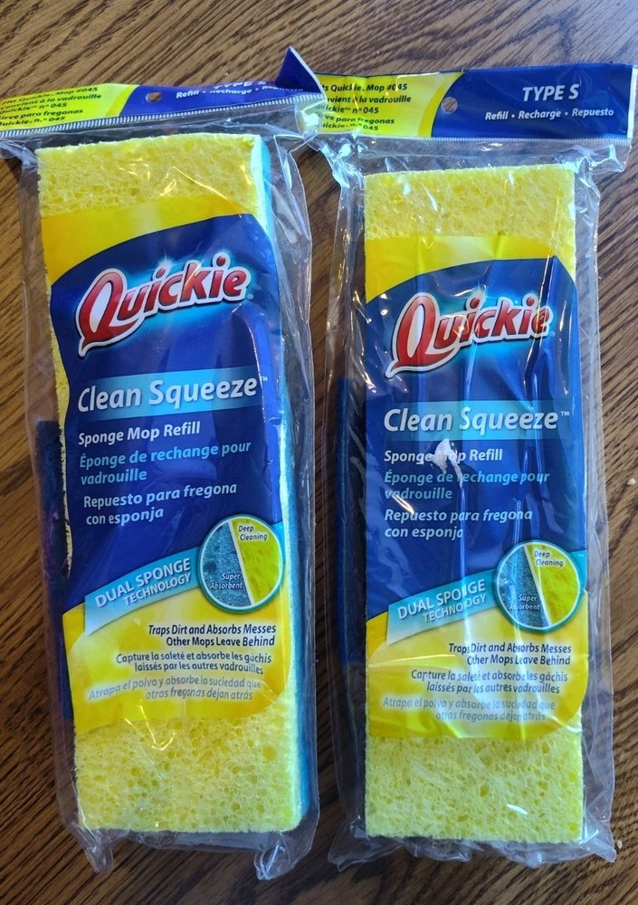 Quickie Clean Squeeze Sponge Mop Refill Type S Fits Mop #045 Blue SEALED NEW