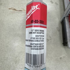 Milwaukee SDS Plus Thin Wall Core Bit Adapter Shank 12 Inch Silver 48-03-3551