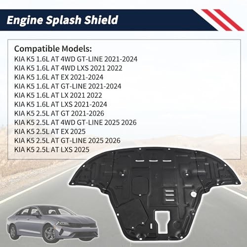 Engine Splash Shield Guard for KIA K5 2021-2025 2026 - PVC (Polyvinyl Chloride) gallery