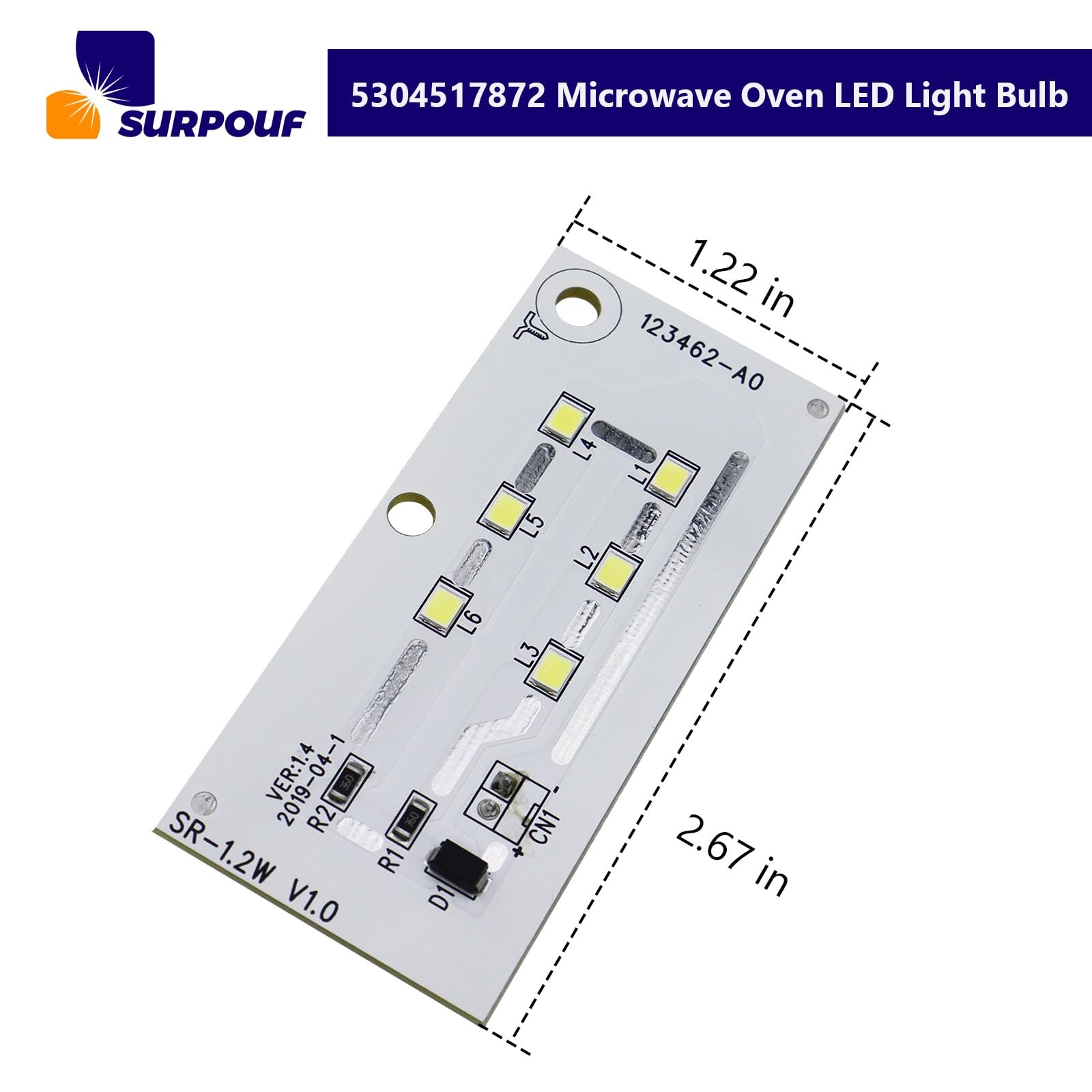 SURPOUF 5304517872 Microwave LED Light Bulb Replacement 5304499540 White gallery