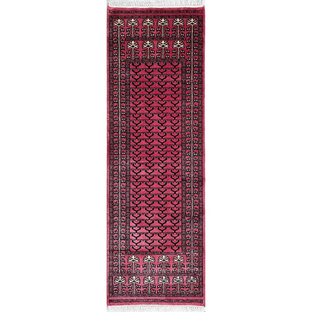 Handmade Hand Knotted Wool Runner Rug, 2x6 ft, Peach, Traditional Parda