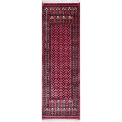 Handmade Hand Knotted Wool Runner Rug, 2×6 ft, Peach, Traditional Parda