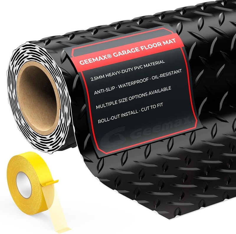 Durable 4x8 FT Garage Floor Mat Heavy Duty PVC Non Slip Protection for Vehicles gallery
