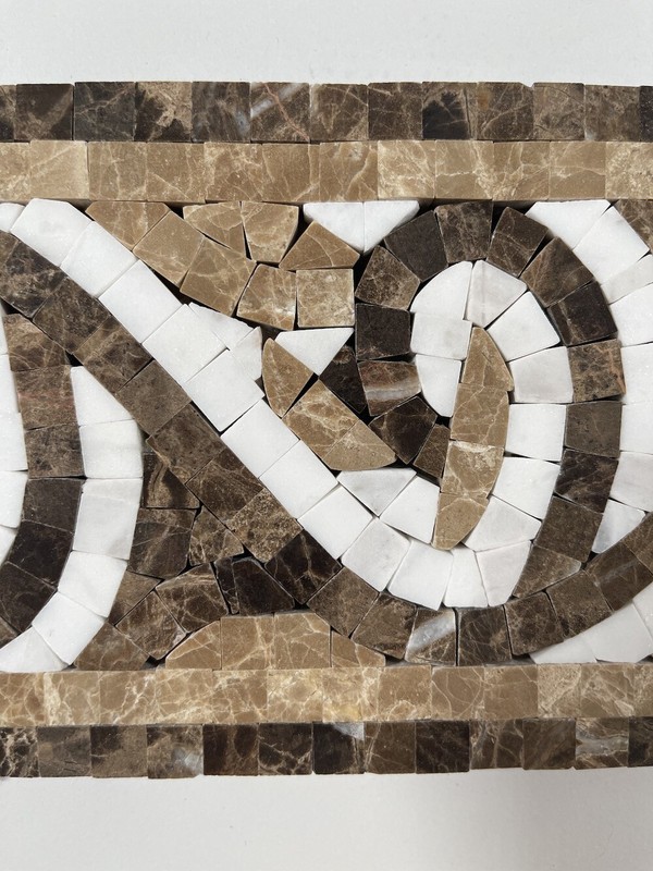 B0082P Marble Mosaic Border Listello Tile Garden Emperador 4.7x15.7 Polished gallery