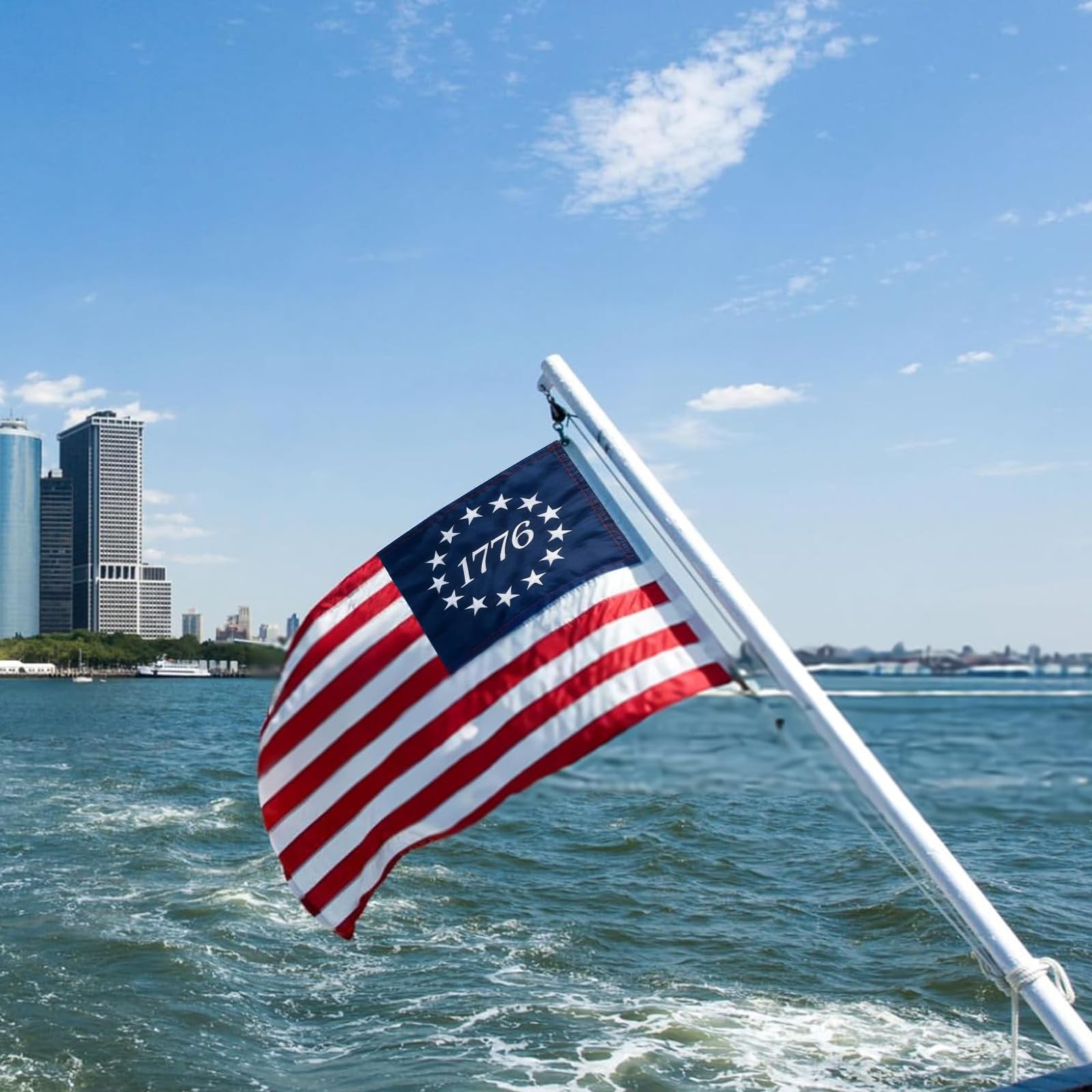 13 Star American Flag 12x18 Inch Embroidered Nylon Boat USA 250th Anniversary gallery
