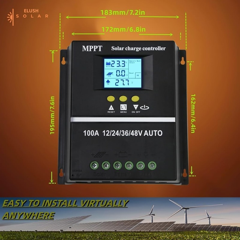 100A MPPT Solar Charge Controller 12V 24V 36V 48V LCD for Lead-Acid/Lithium gallery
