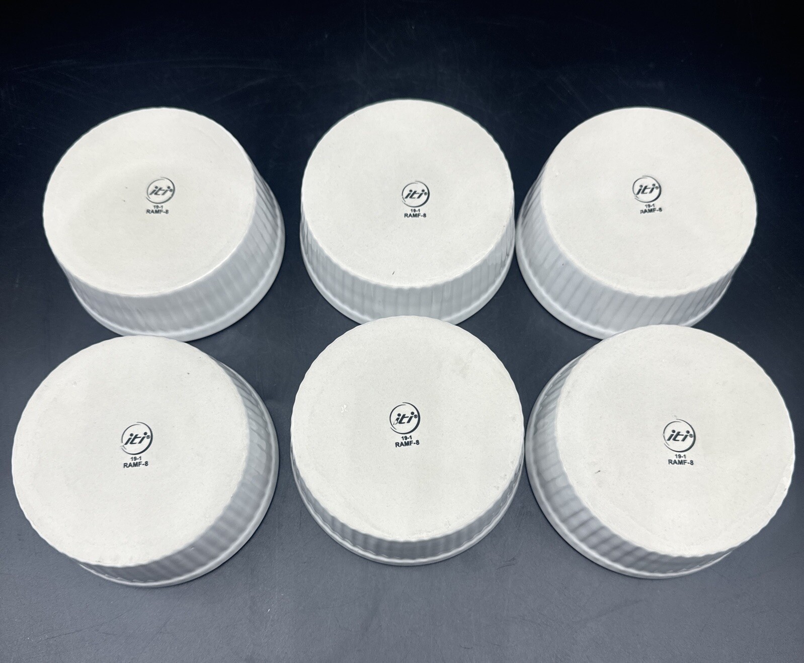 ITI European White Ceramic Fluted Ramekin 6oz Set Of 6 NEW gallery
