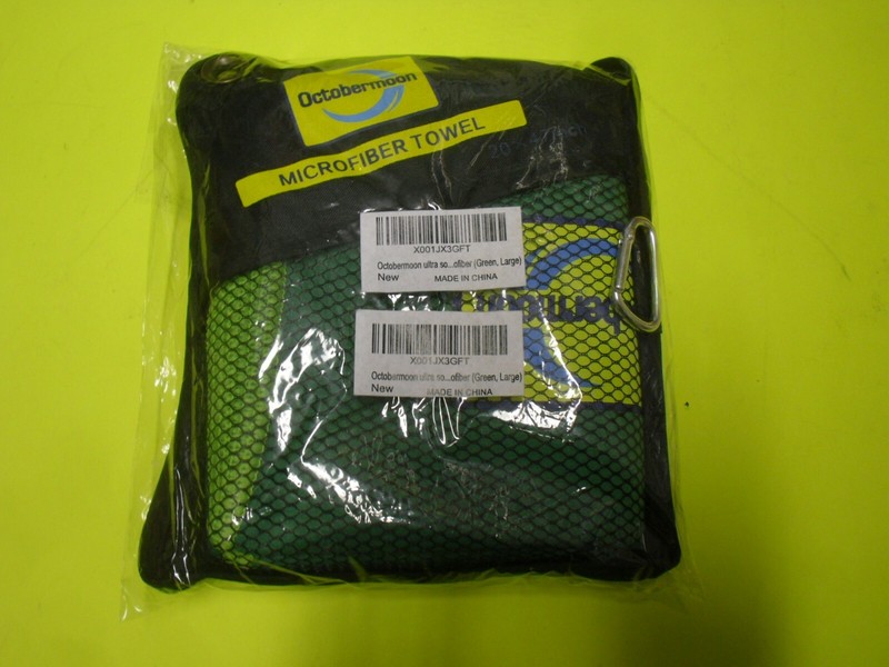 New ! Octobermoon Microfiber towel Ultra Soft Size: 20" X 47" Green Gray Orange gallery