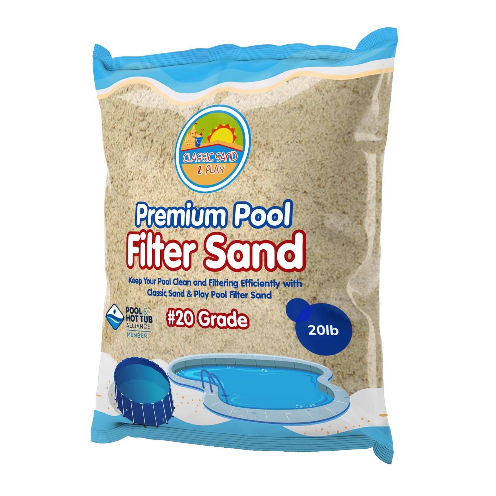 Filter Pool Sand 20 lb Swimming CLASSIC PLAY Above Inground Pools Supports Grade gallery