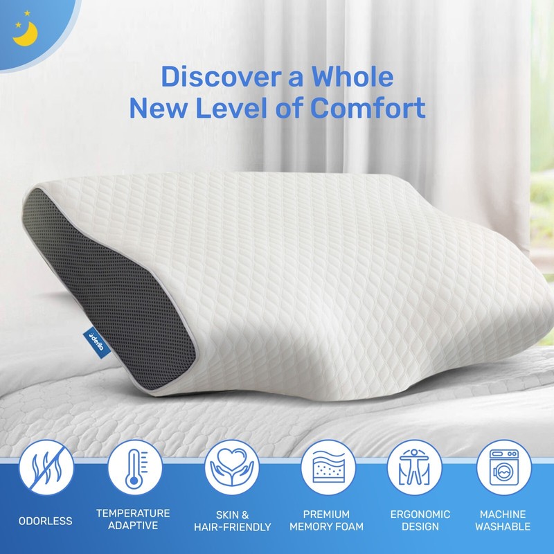 DERILA® ! KingSize Memory Foam Countour Pillow |For Side, Back, Stomach Sleepers gallery