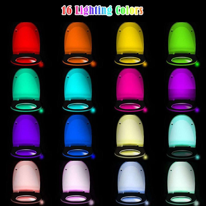 4Pcs Motion Activated LED Bathroom Toilet bowl Night Light 16 Colors Kids Safe gallery