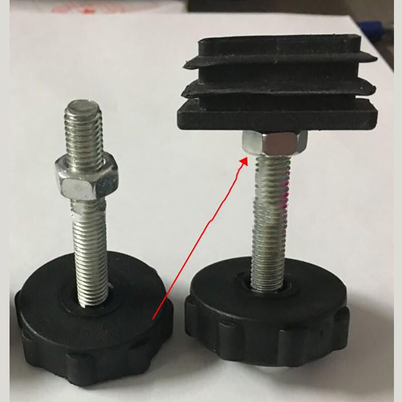 Adjustable Table Feet & Threaded Tube Insert Sets For Square Tube Black All Size gallery