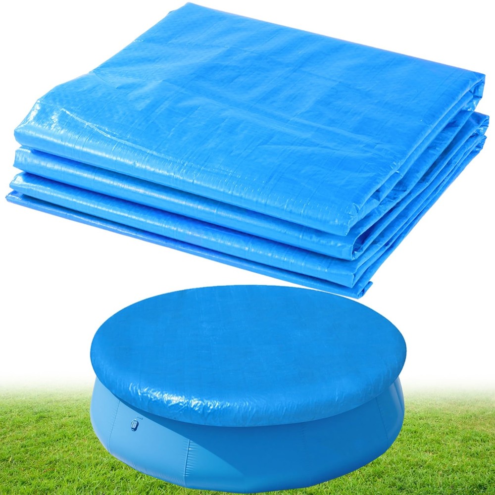 10FT Round Inflatable Above Ground Pool Cover，Round Pool Cover with Drawstrin...