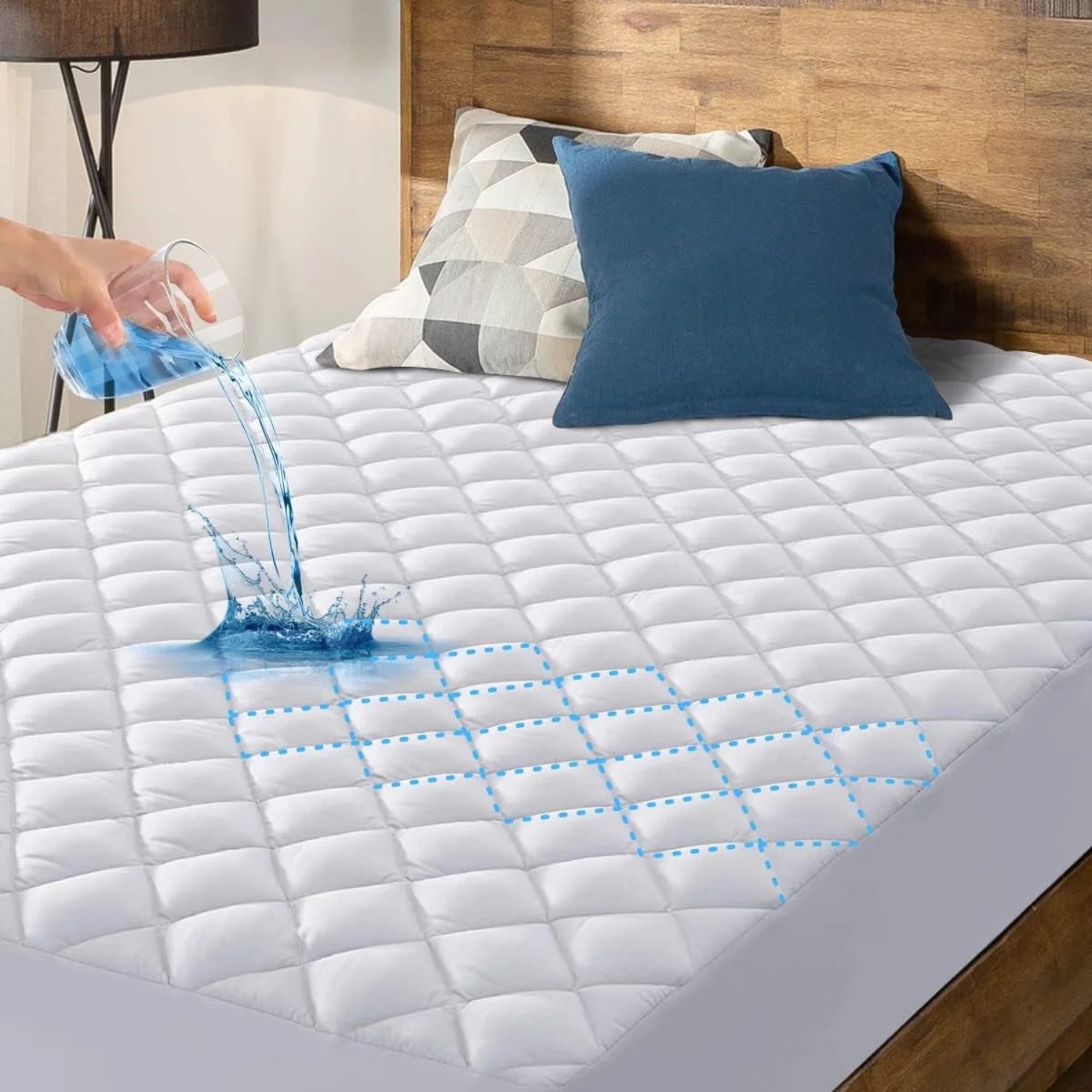 Extra Deep Waterproof Quilted Mattress Protector | 360° Fitted Elastic Bed Cover gallery