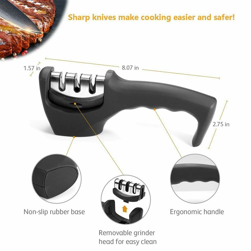 3 Stage Knife Sharpener Professional Ceramic Tungsten Kitchen Sharpening System gallery