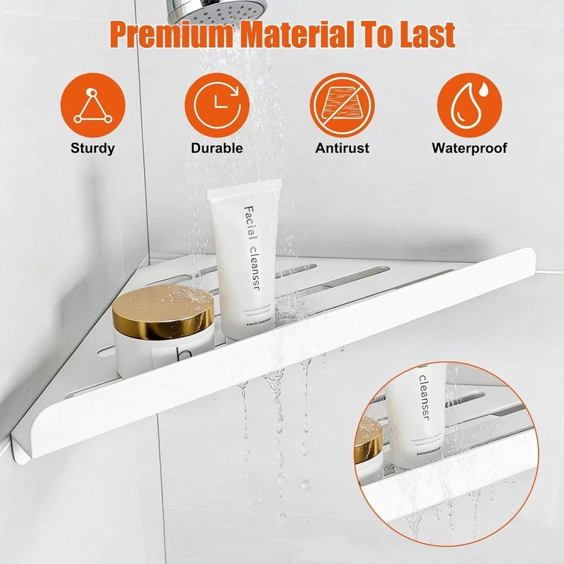 Shower Caddy, 4 Pack Bathroom Corner Shelf, Triangle Shelf Storage for Bathroom gallery