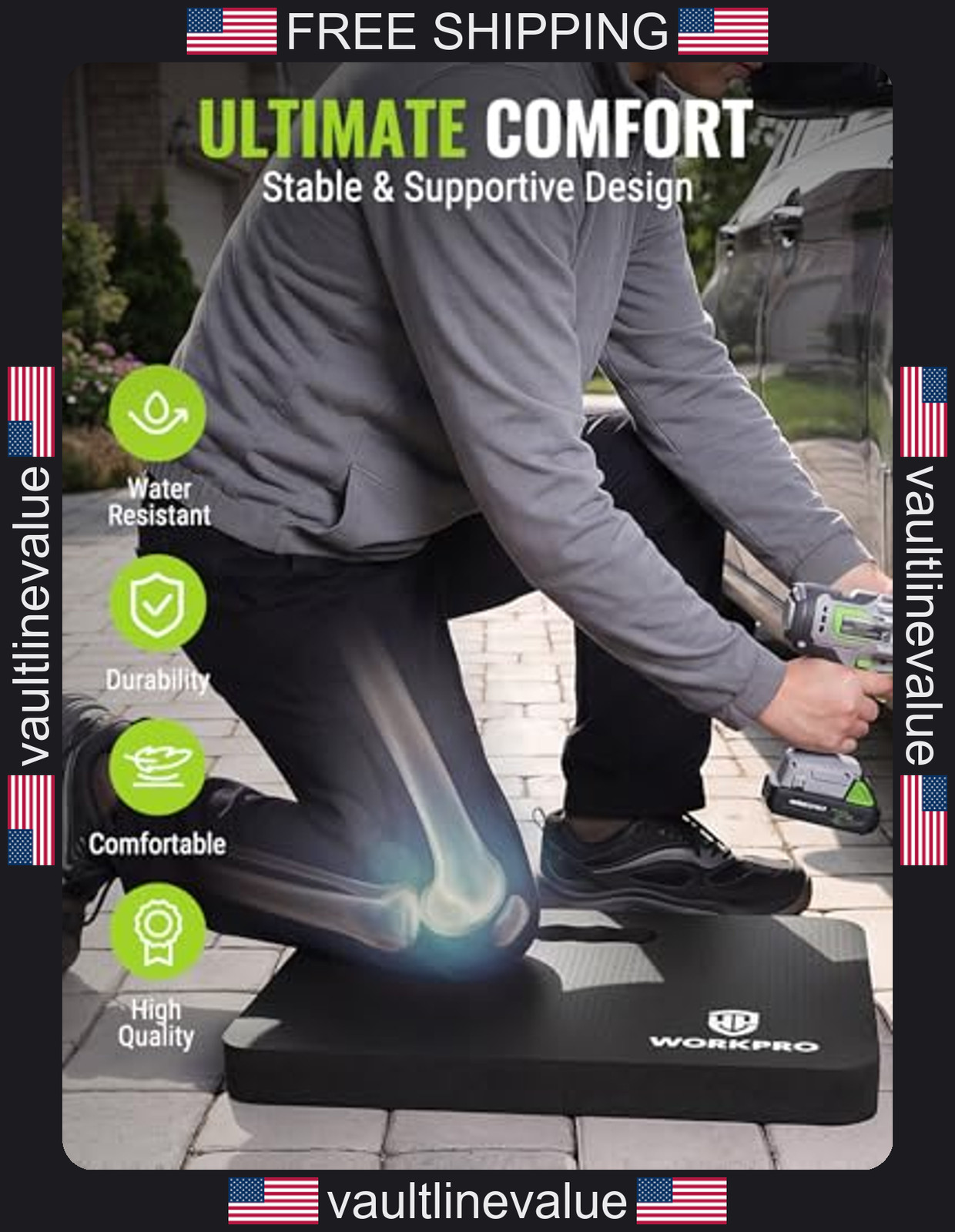 Workpro extra thick kneeling pad 17.5 x 11 inches NBR foam cushion for gardening gallery