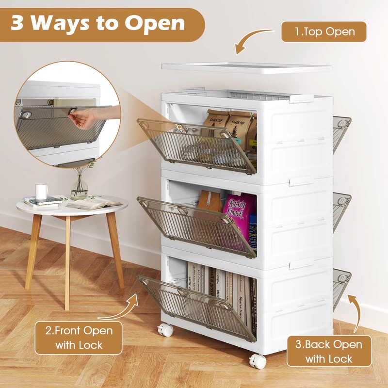 3-Tier Stackable Storage Bins 33-gal Collapsible Storage Boxes w/ Lid Organizer gallery