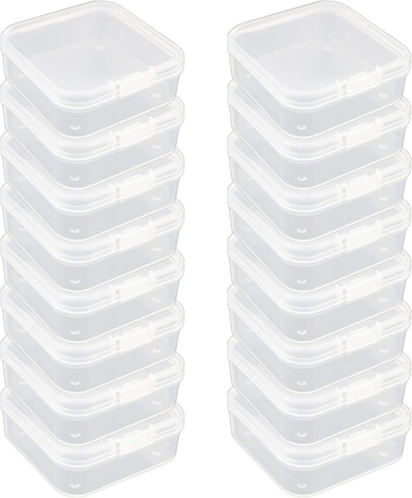 16x Small Plastic Storage Boxes Container Square Box Coins Screws Jewelry Crafts