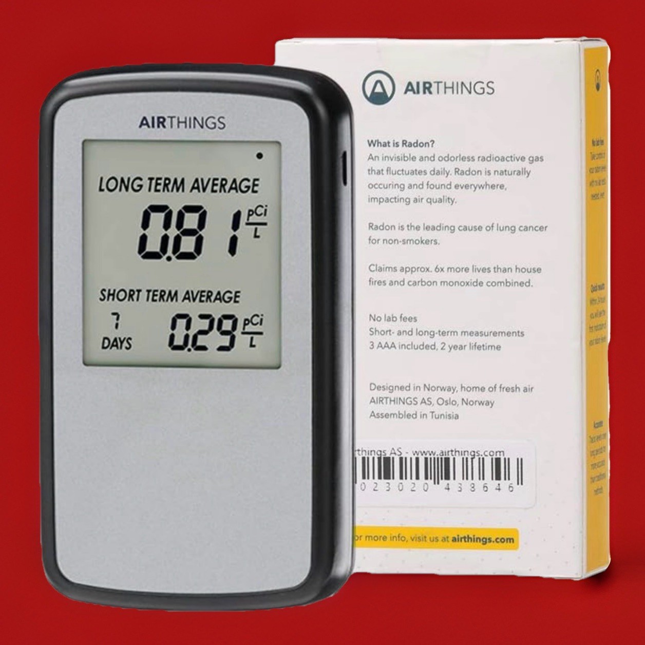Airthings Corentium Home Radon Detector 223 Portable (3) AAA Battery Operated gallery