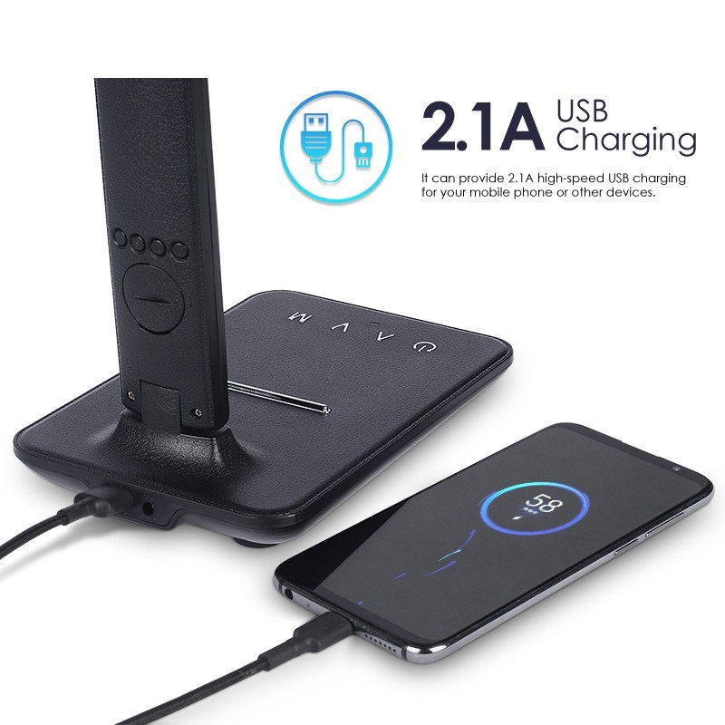 Desk Lamp, Desk Light with Wireless Charger, USB Charging Port, Dimmable Office gallery
