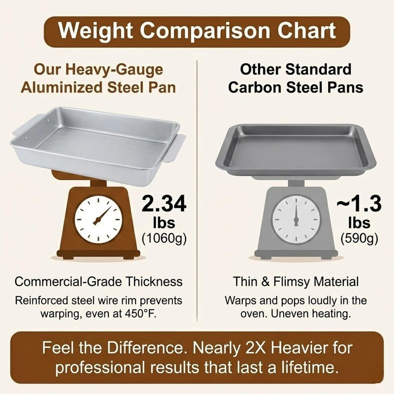 9X13 Baking Pan Commercial Grade Heavy-Gauge Aluminized Steel 2.3 Lbs Textured gallery