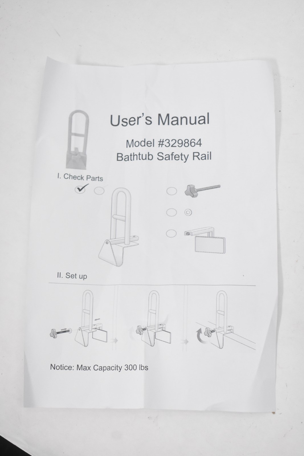 Fox Valley Traders Easy Grip Adjustable Tub Bar Installation Assembly White gallery