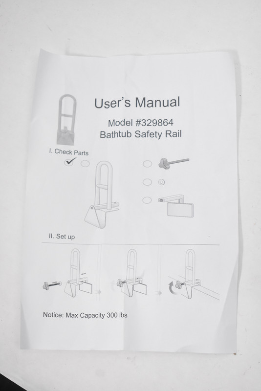 Fox Valley Traders Easy Grip Adjustable Tub Bar Installation Assembly White gallery