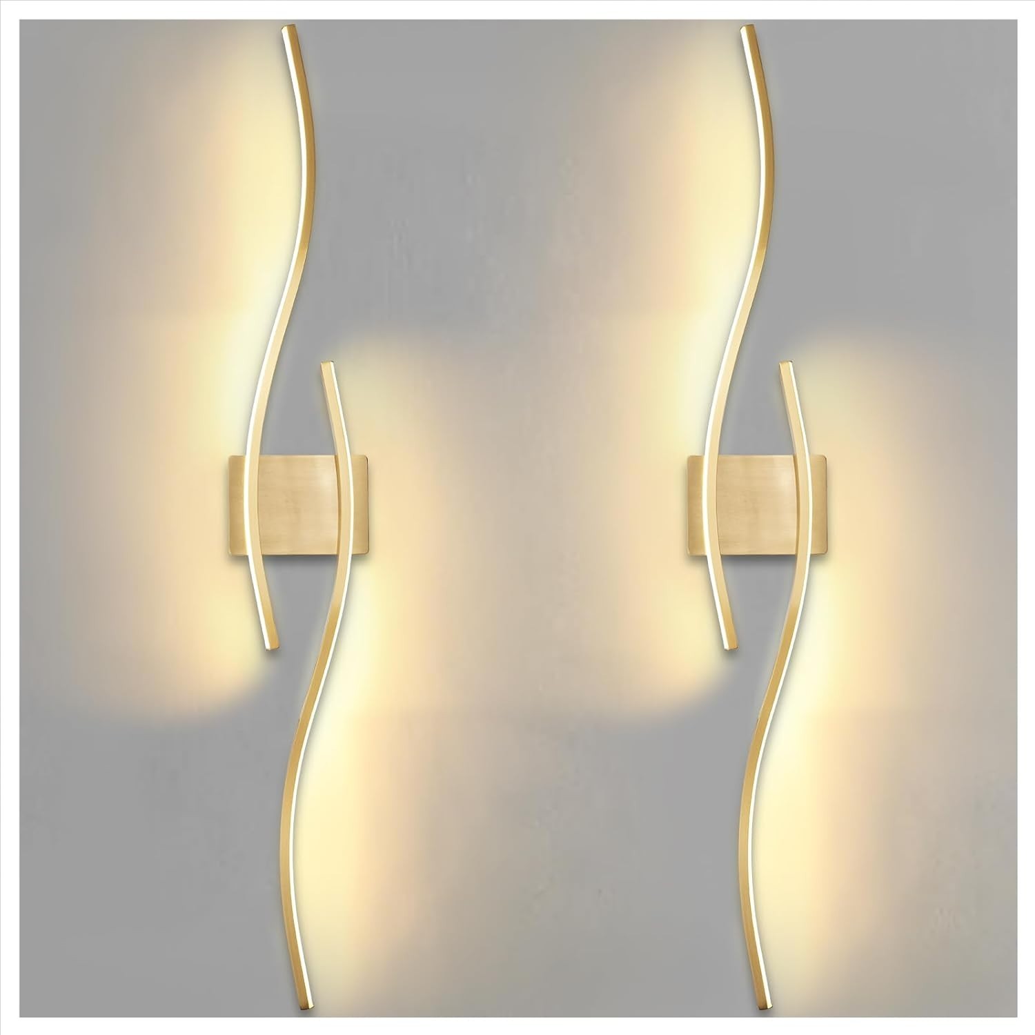 Wall Sconces - 2 Pack Gold, Plug-in, 14W LED, Modern Indoor Lighting with Cord gallery
