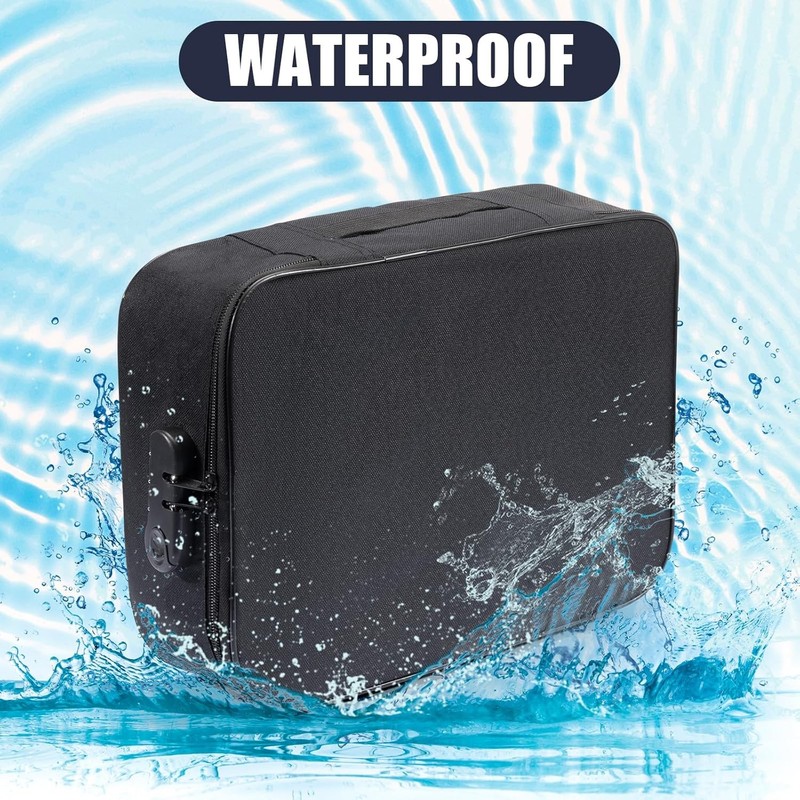 3-Layer Fireproof Document Box with Lock File Storage Box Waterproof Safe Bag US gallery