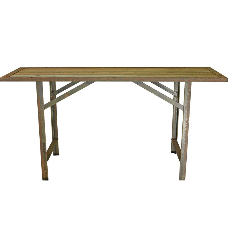Rustic Outdoor Patio Work Table and Bench, 47in Long X 20in Width X 23in Height gallery