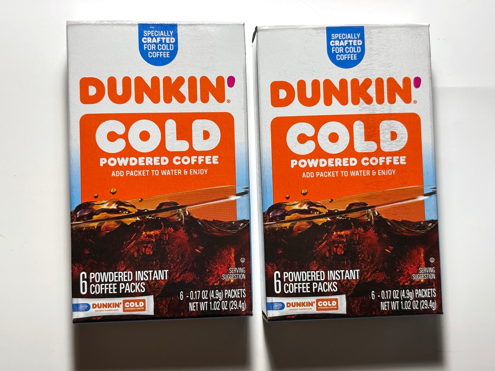 (2) Dunkin Donuts Cold Brew ICED Coffee 6 Powdered Instant Packs Packets gallery