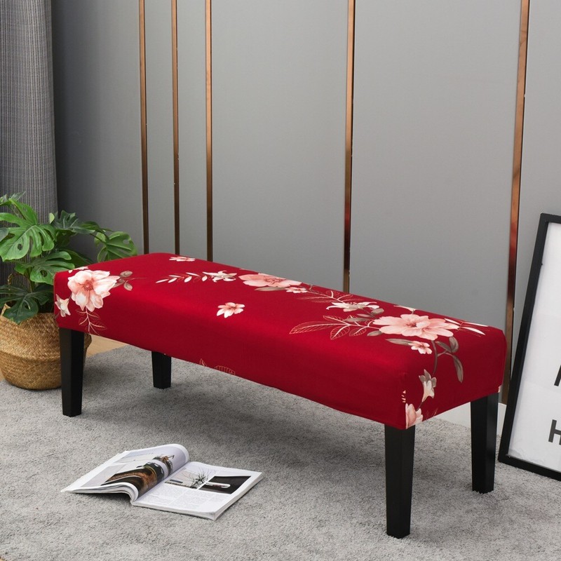 Stretch Printed Dining Bench Cover Long Bench Stool Slipcover Seat Protector gallery
