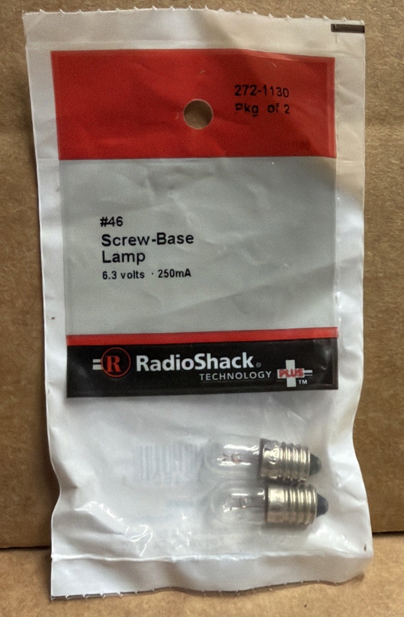Radio Shack 272-1130 2-pk #46 Screw-Base Lamp 6.3 volts - 250mA Pkg. of 2 gallery