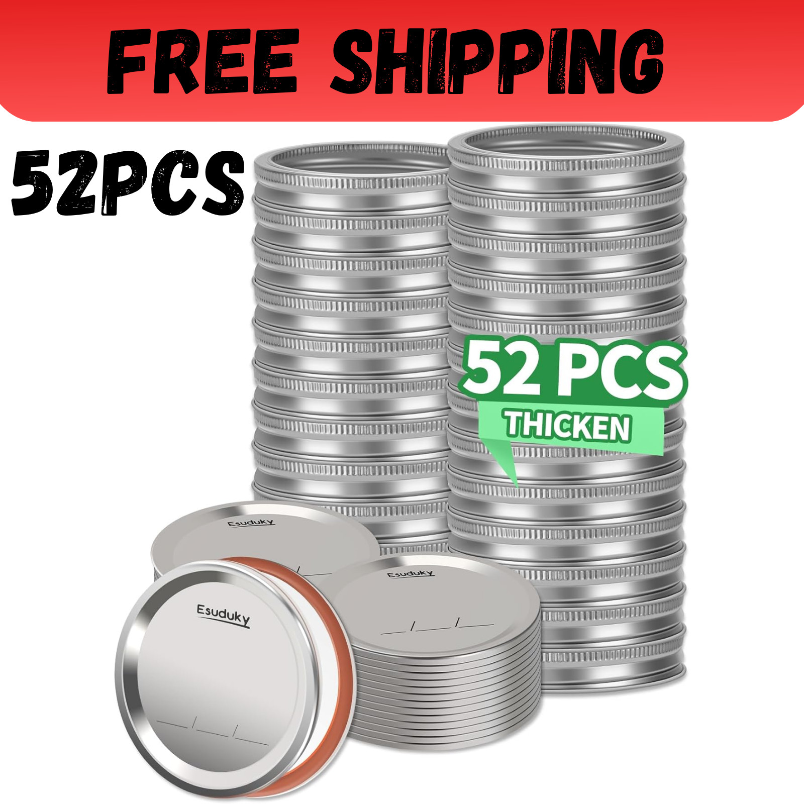 Canning Lids and Rings 52 Count Regular Mouth Mason Jar Band For Ball Kerr Jars gallery