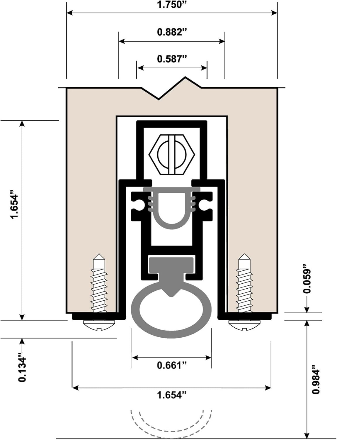 TMS Heavy Duty Automatic Door Bottom Seal - 36" Metal Sweep with Neoprene Seal gallery