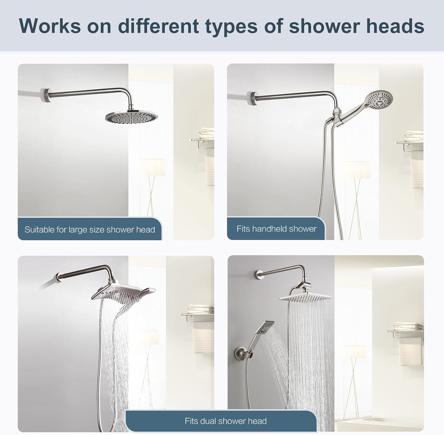 New 16'' L Shaped Shower Head High Rise Extension Arm-Brushed Nickel BAR1605-02 gallery