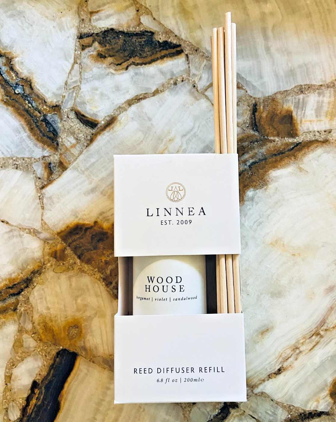 LINNEA~Reed Diffuser Refill Kit w/10 Rattan Reeds~WOOD HOUSE~6.8oz/200ml~NEW gallery
