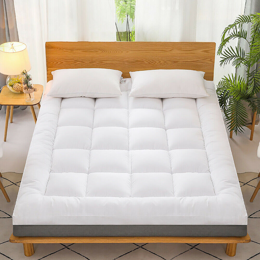 4 Sizes Quilted Fitted Mattress Topper Pad Cover, 72D Breathable Bed Protector gallery