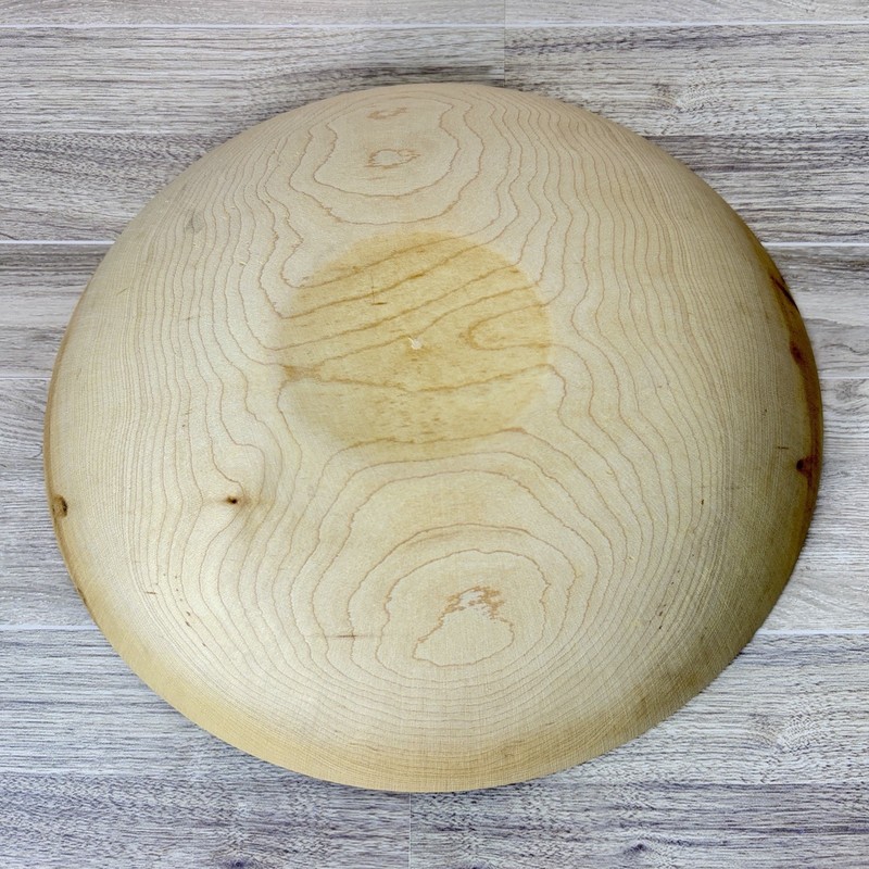 Wood Serving Salad Bowl Solid Single Piece MCM 1970s 1980s Natural Grain Knots gallery