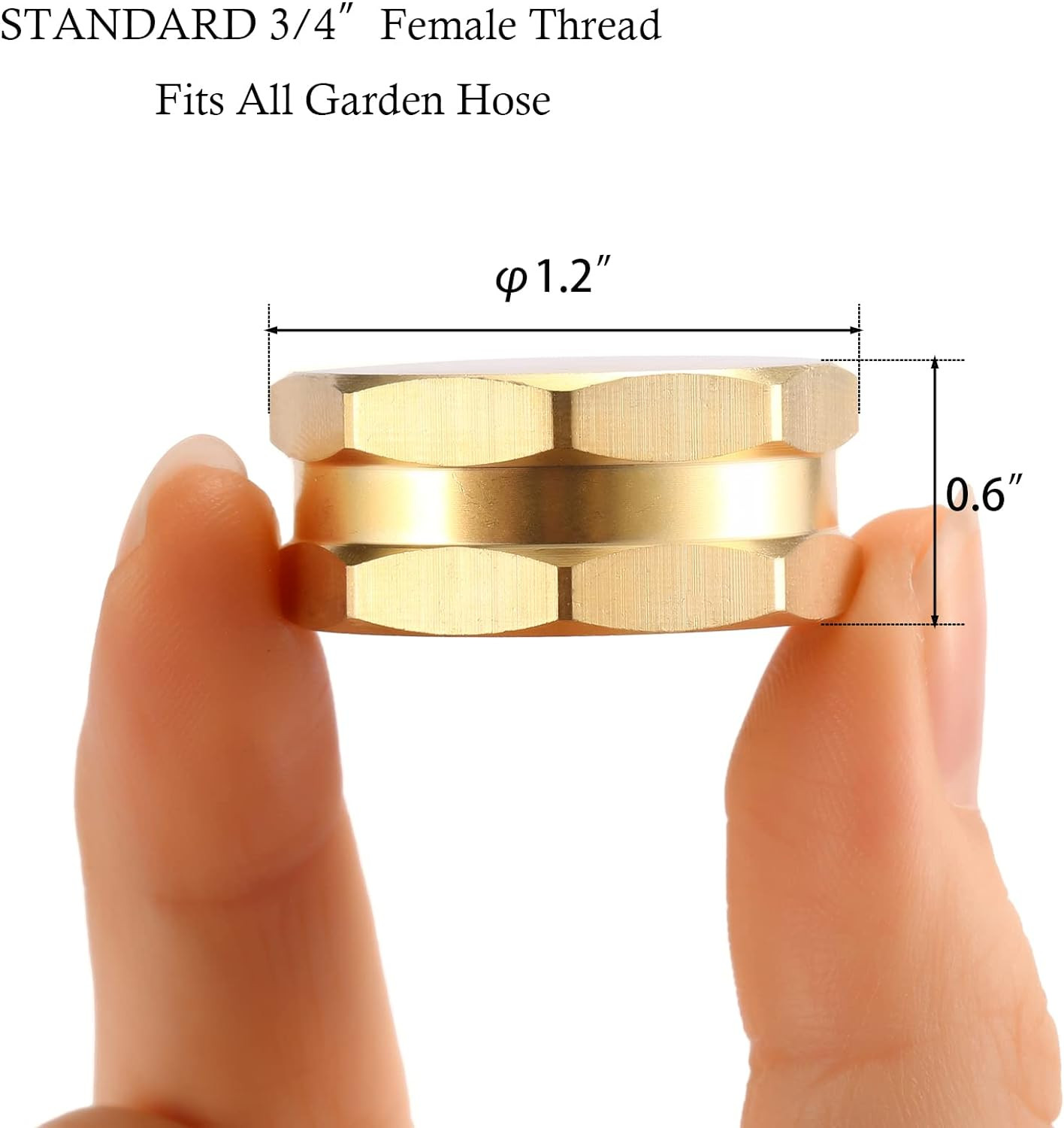 2 Pack Garden Hose End Caps with Washers, Brass Spigot Cap, 3/4" Female End Cap gallery