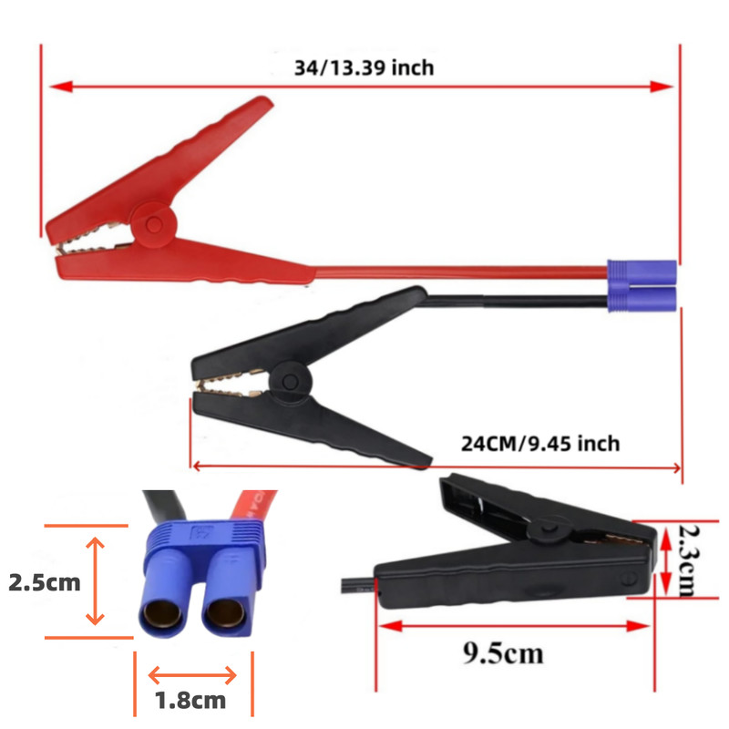 Jumper Adapter Battery Starting Cable Alligator Clamp to EC5 Starting Cable,12V gallery
