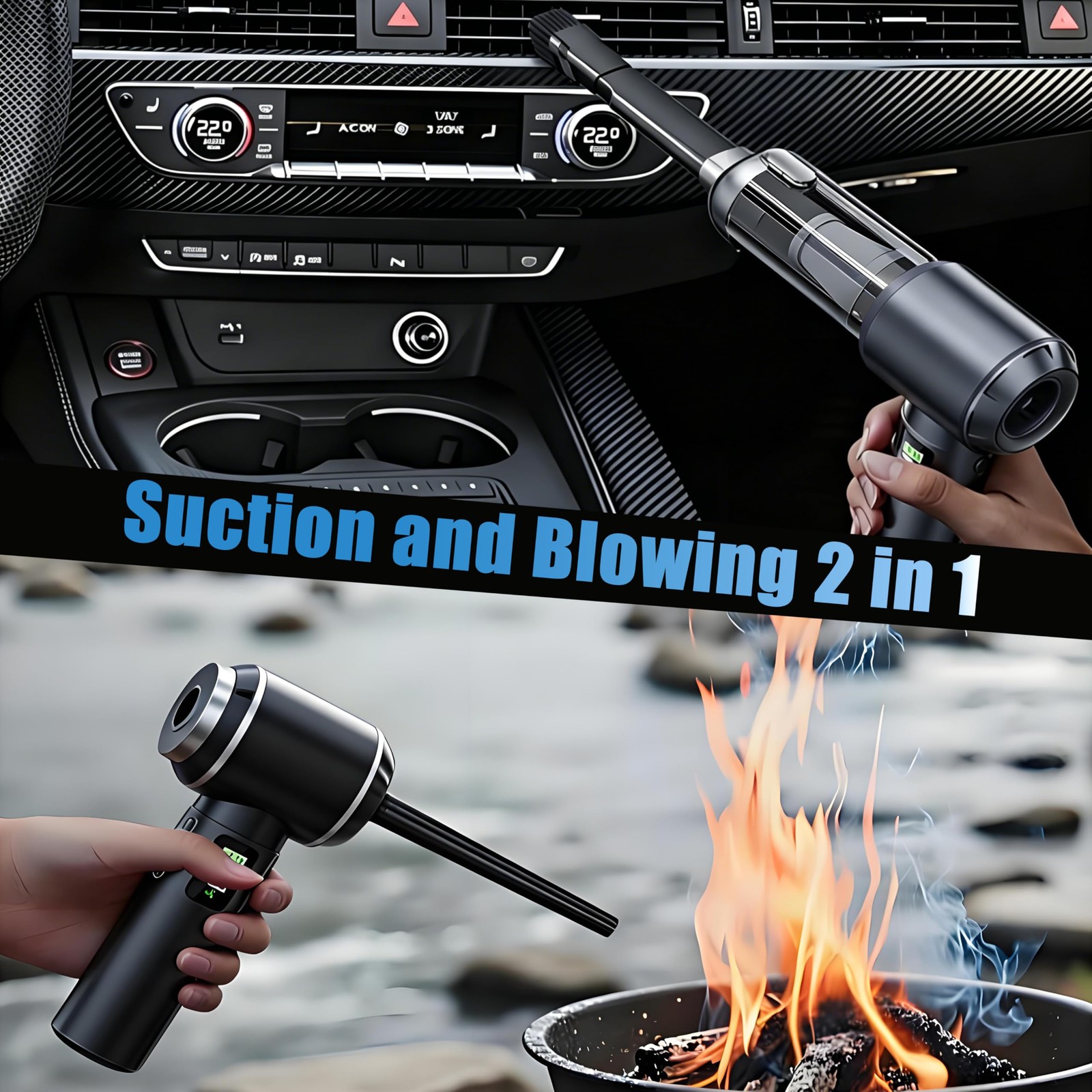 Handheld Car Vacuum Cordless with Air Duster, 30-Min Runtime 20000Pa Suction,... gallery