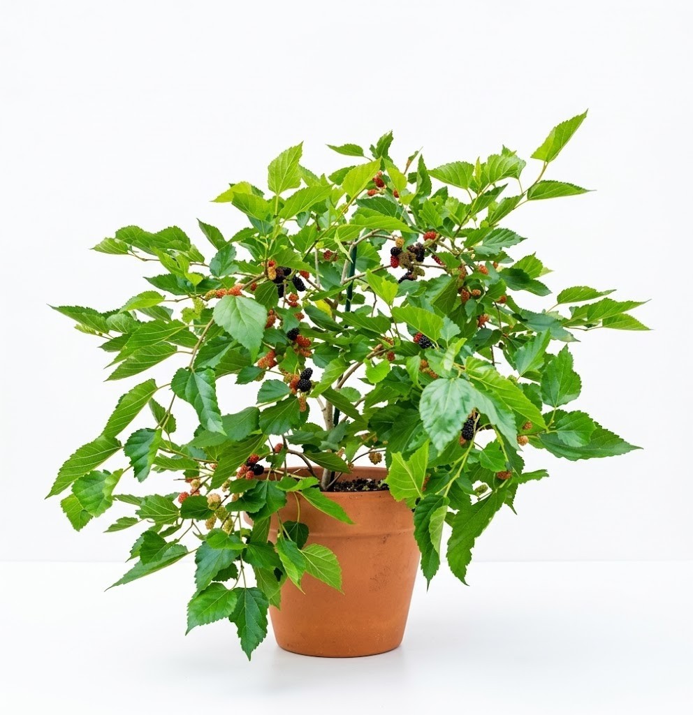 Dwarf Everbearing Mulberry Bush Live Plant 4" Pot Sweet Edible Fruit Morus Nigra gallery