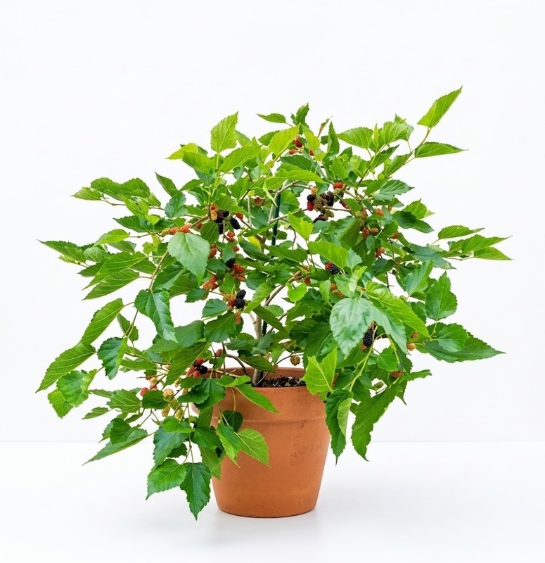 Dwarf Everbearing Mulberry Bush Live Plant 4" Pot Sweet Edible Fruit Morus Nigra gallery