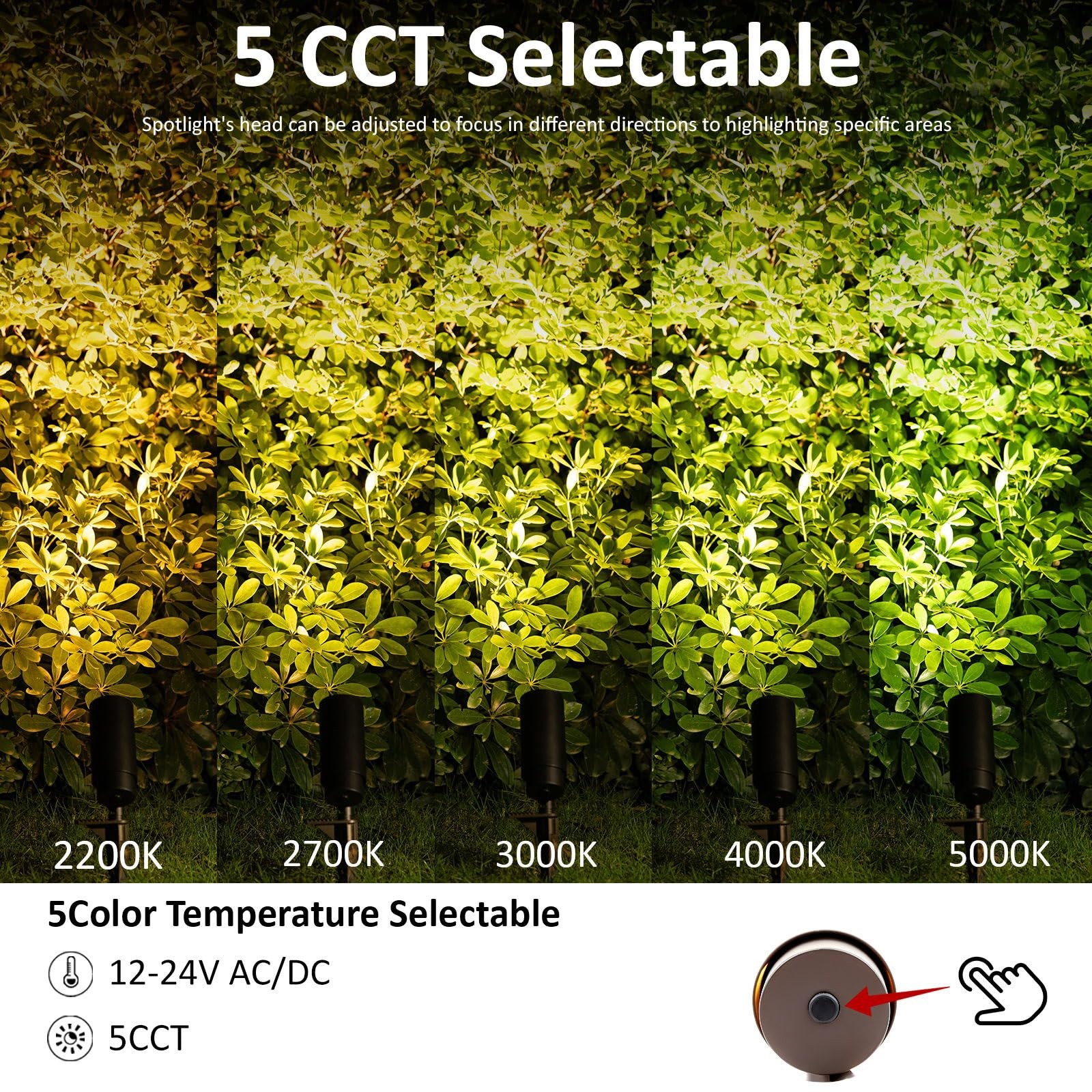 6 Pack Bronze Low Voltage Landscape LED Spotlights, 12V, 7W, Adjustable Color gallery