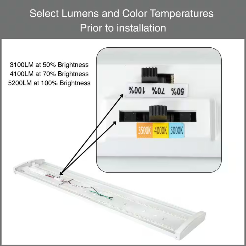 4 Ft. 3100-5200 Selectable Lumens, Integrated LED White Wraparound Light, Select gallery