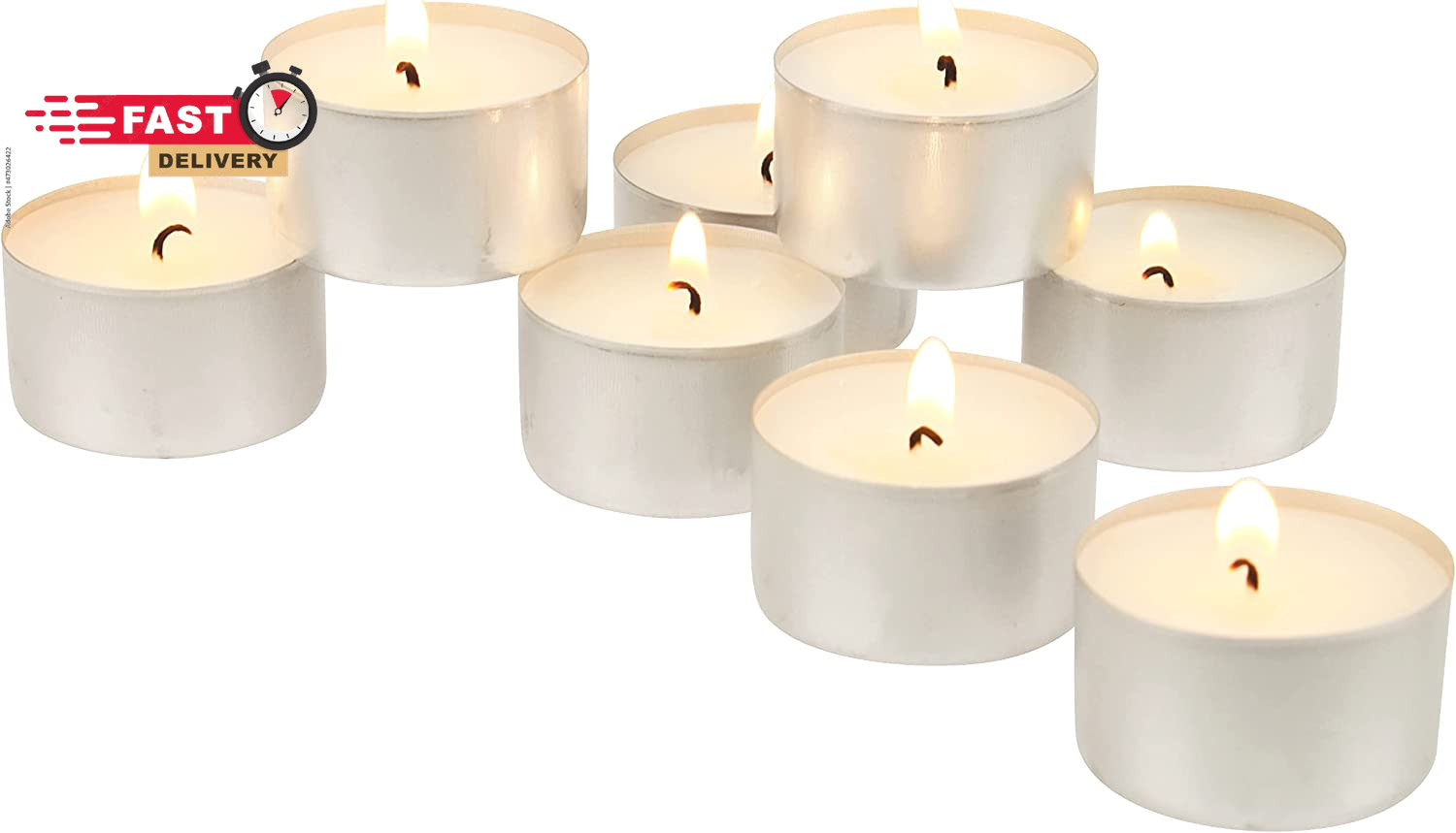 Stonebriar 100 Pack Unscented 8 Hour Extended Burn Time Tea Light Candles, White gallery