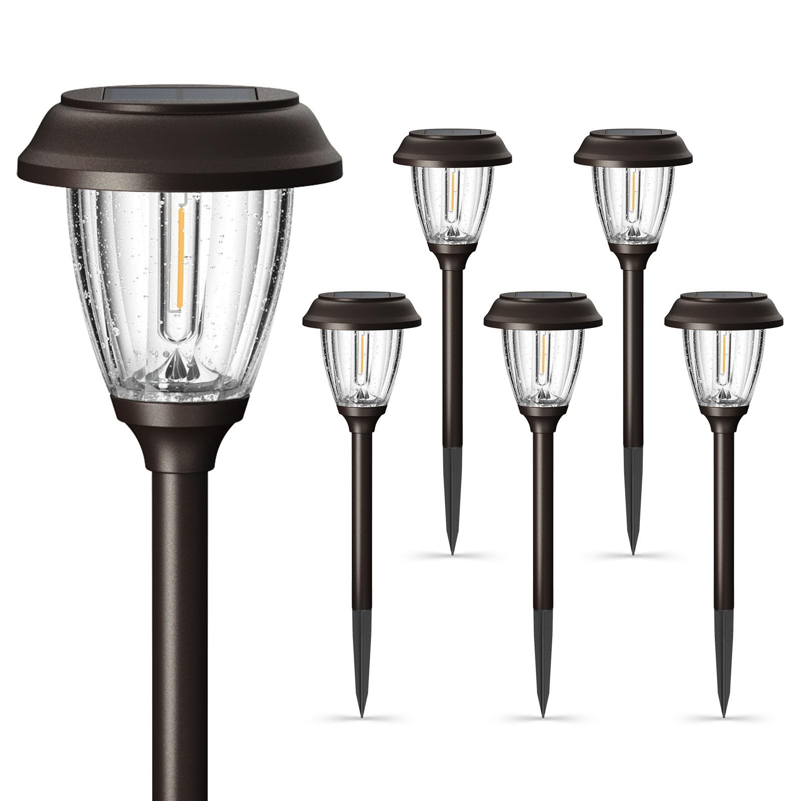 Solar Pathway Lights Outdoor Glass Stainless Steel Garden 2 Modes 10/25 LM gallery