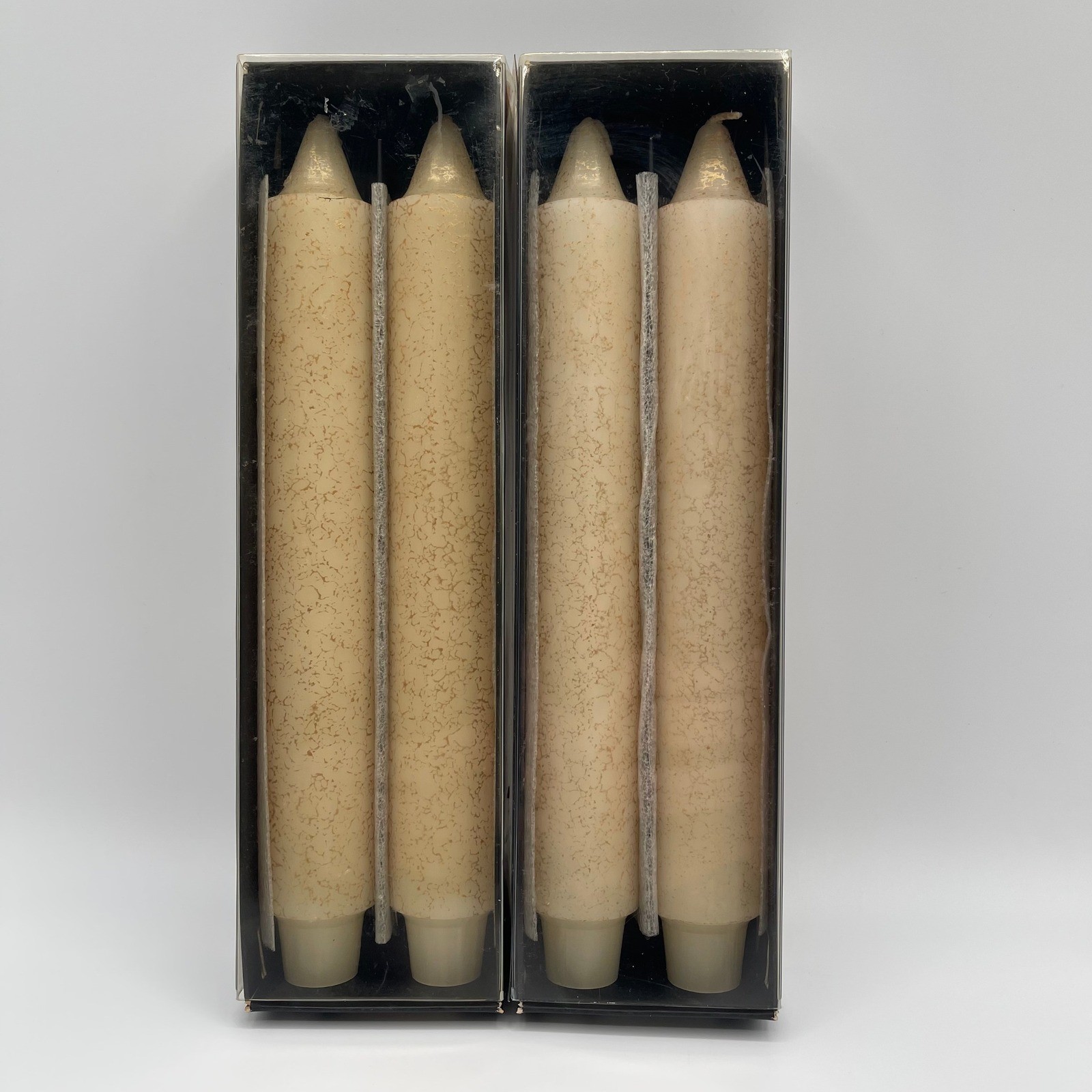 Root Gentry 9" Ivory Gold Crackle Beeswax Dinner Candles Unscented Set 4 1880701 gallery